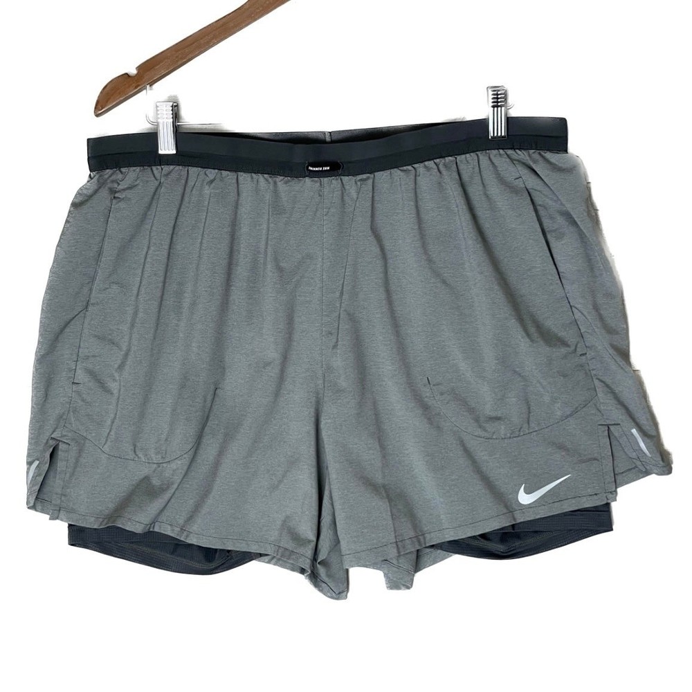 Nike Running 2-In-1 Double Shorts Gray Size Xxl - image 1